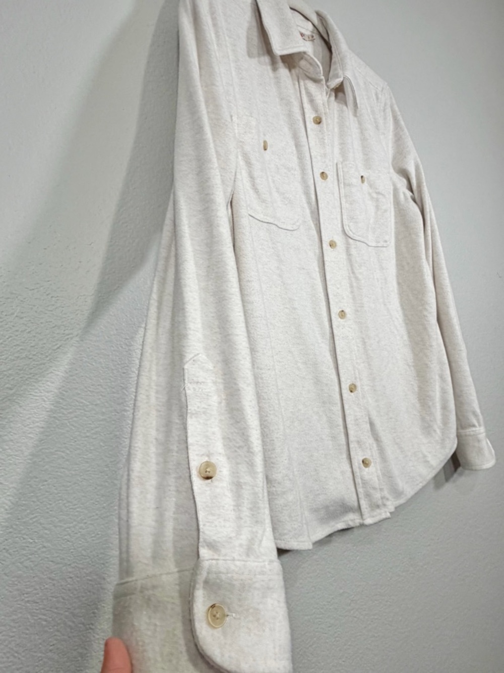 Faherty Legend Sweater Shirt Button Down Collar SOFT Off White Classic Women L - Picture 3 of 7